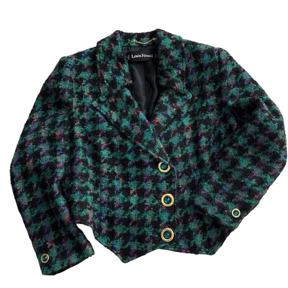 Vintage Louis Féraud Mohair Wool Jewel Button Jacket 14